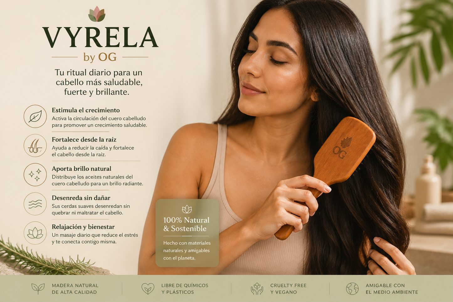 OG Wooden Hair Brush – Scalp Stimulation & Shine