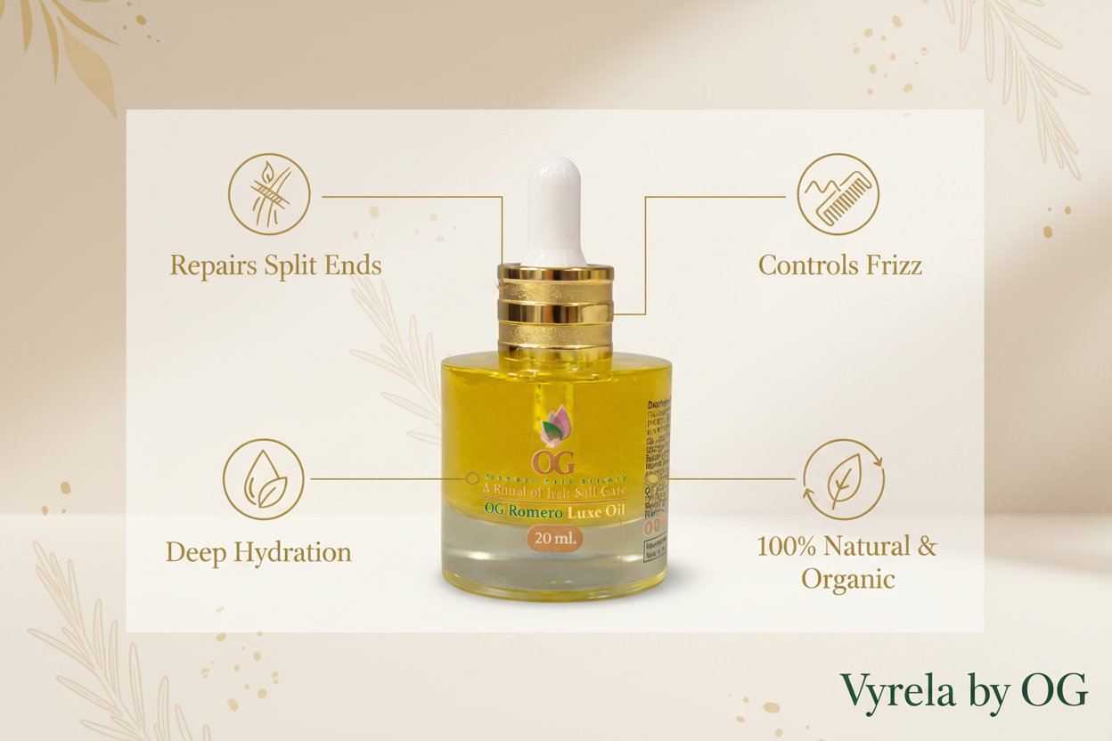 Vyrela by OG – Green Text on Beige